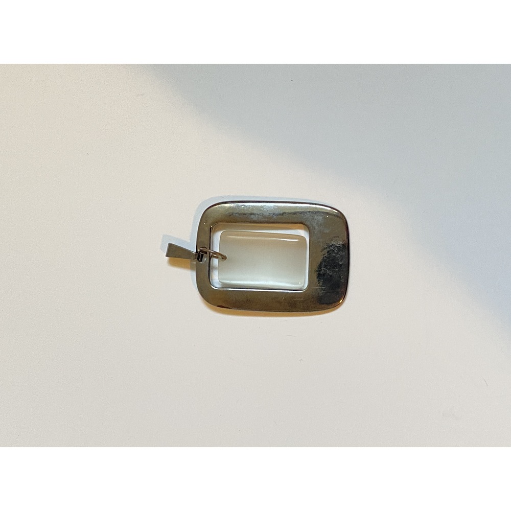 Vintage Mod Sea Glass Silver and White Pendant